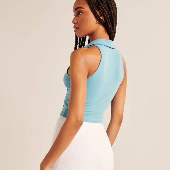 Blue Abercrombie & Fitch Cropped Polo Top - NWT - Picture 7 of 7